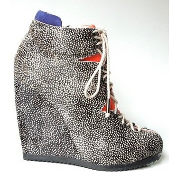 PIERRE HARDY Pony Hair Lace Up Wedge Ankle Boot Size 39 - Picture 5 of 16